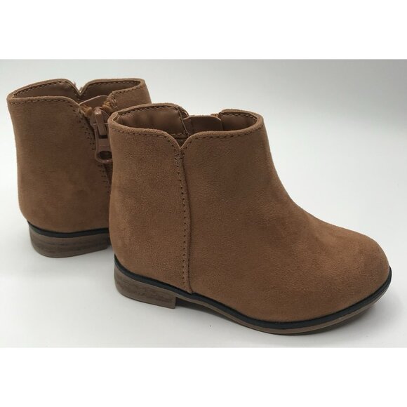 Cat & Jack Boots Girls Toddler Size 5 Penelope Zipper Cognac Tan Faux Suede - Picture 7 of 11